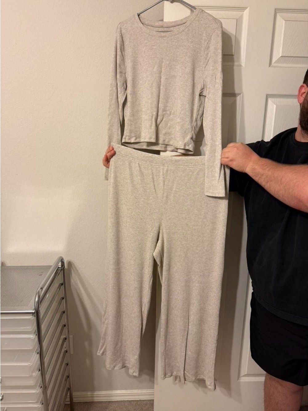 Forever 21 Light Taupe Wide-Leg Top and Pants Set